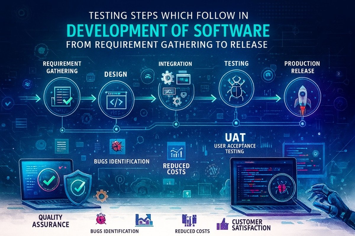 Ensuring Quality: Testing Steps Which Follow in Development of Software from Requirement Gathering to Release